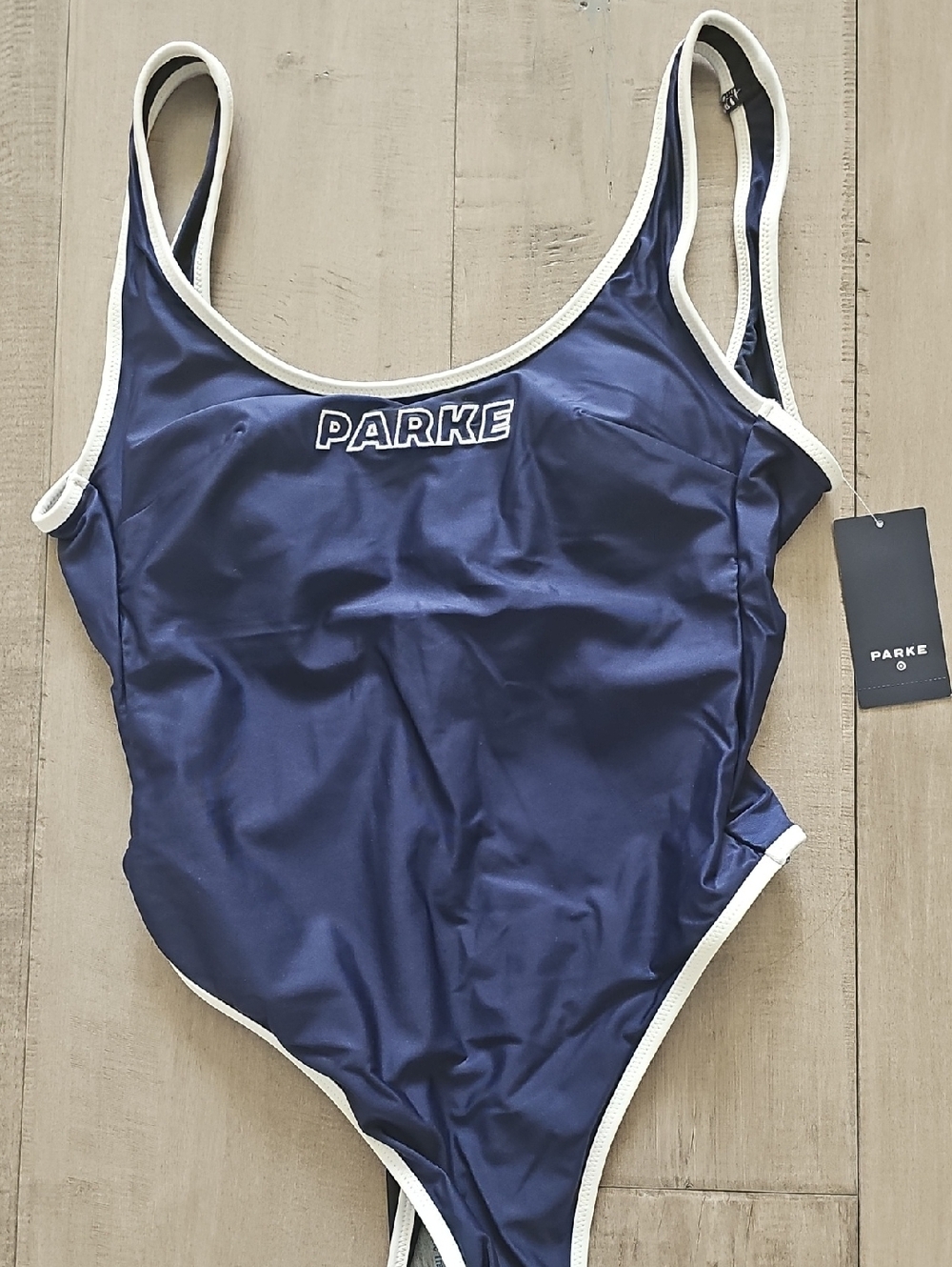 Parke Navy Women's Swim Footie with White Trim